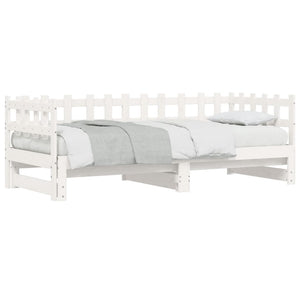 vidaXL Extendable Day Bed White 2x(90x200) cm Solid Pine Wood