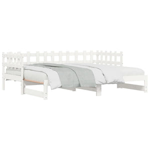 vidaXL Extendable Day Bed White 2x(90x200) cm Solid Pine Wood