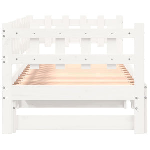 vidaXL Extendable Day Bed White 2x(90x200) cm Solid Pine Wood
