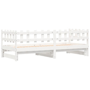 vidaXL Extendable Day Bed White 2x(90x200) cm Solid Pine Wood