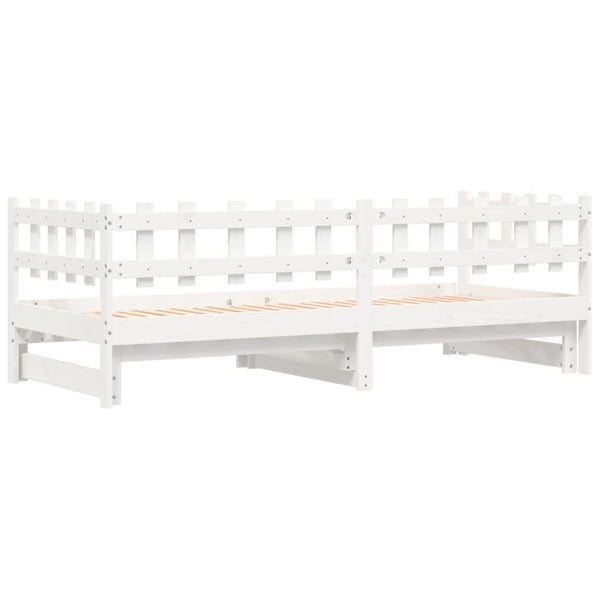 vidaXL Extendable Day Bed White 2x(90x200) cm Solid Pine Wood
