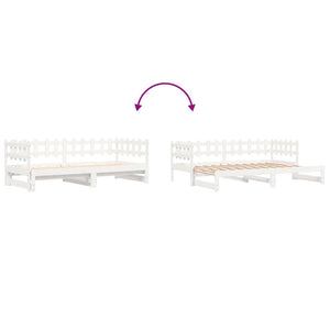 vidaXL Extendable Day Bed White 2x(90x200) cm Solid Pine Wood