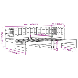 vidaXL Extendable Day Bed 2x(90x190) cm Solid Pine