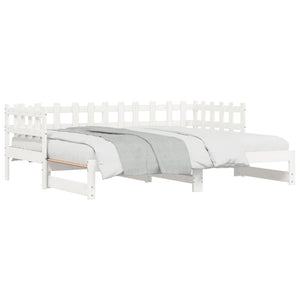 vidaXL Extendable Day Bed White 2x(90x190) cm Solid Pine Wood