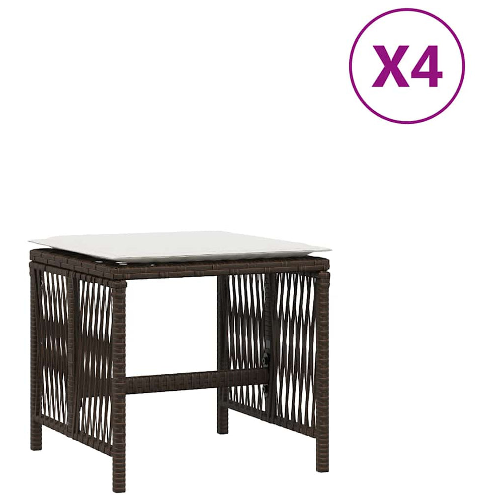vidaXL Garden Stools with Cushions 4 pcs Brown 41x41x36 cm Poly Rattan