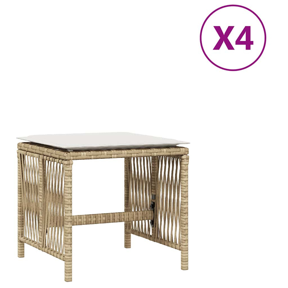 vidaXL Garden Stools with Cushions 4 pcs. Beige 41x41x36 cm Poly Rattan