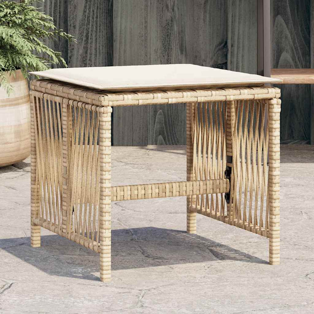 vidaXL Garden Stools with Cushions 4 pcs. Beige 41x41x36 cm Poly Rattan