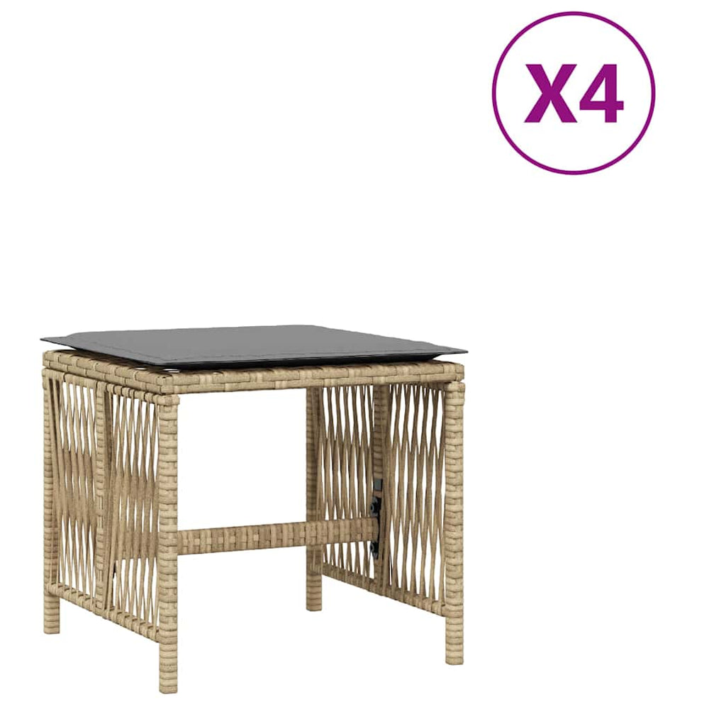 vidaXL Garden Stool Cushions 4 pcs Mixed Beige 41x41x36 cm Poly Rattan