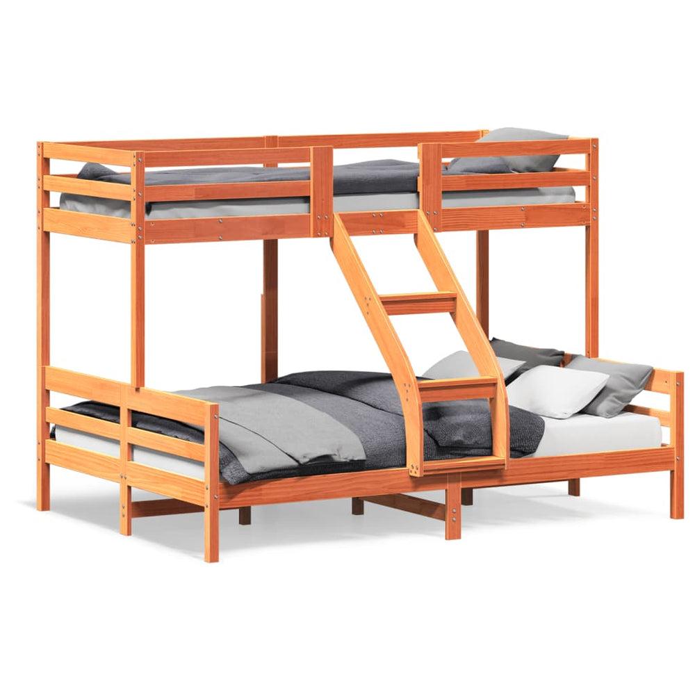 vidaXL Bunk Bed 80x200/140x200 cm Waxed Brown Solid Pine Wood