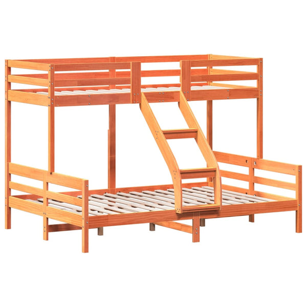 vidaXL Bunk Bed 80x200/140x200 cm Waxed Brown Solid Pine Wood