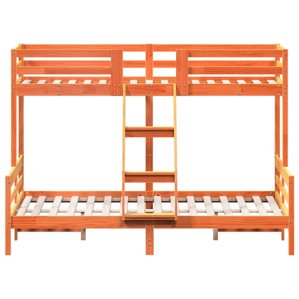 vidaXL Bunk Bed 80x200/140x200 cm Waxed Brown Solid Pine Wood