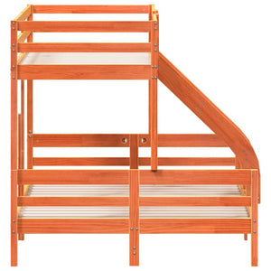 vidaXL Bunk Bed 80x200/140x200 cm Waxed Brown Solid Pine Wood