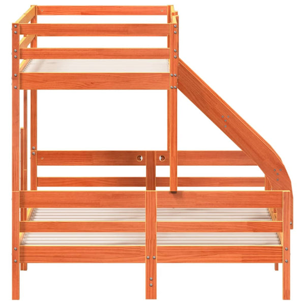 vidaXL Bunk Bed 80x200/140x200 cm Waxed Brown Solid Pine Wood