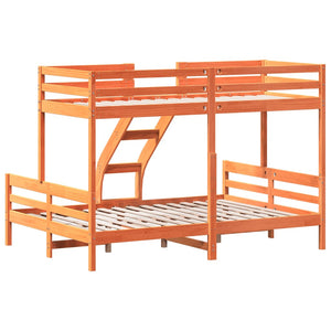 vidaXL Bunk Bed 80x200/140x200 cm Waxed Brown Solid Pine Wood