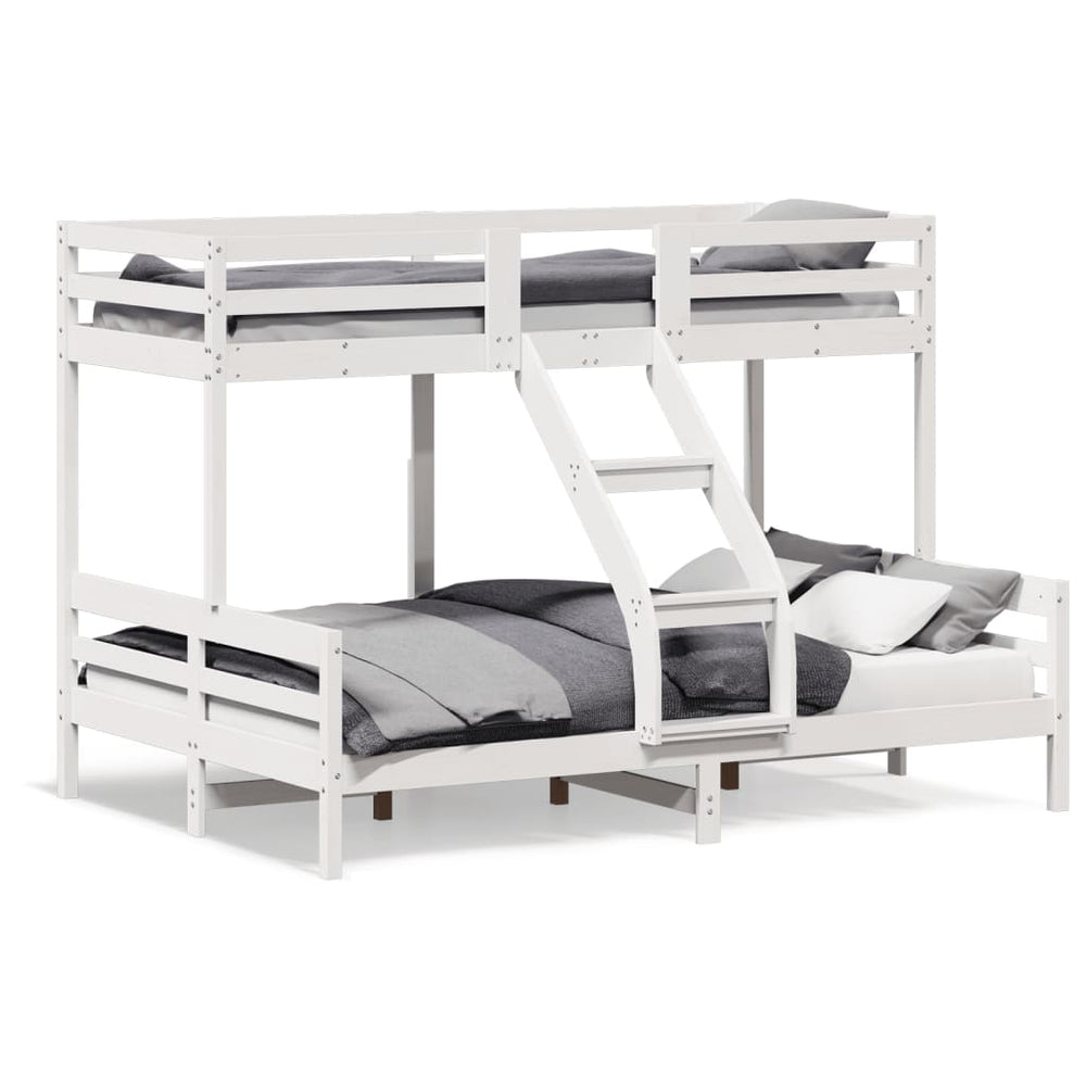 vidaXL Bunk Bed 90x200/140x200 cm White Solid Pine Wood