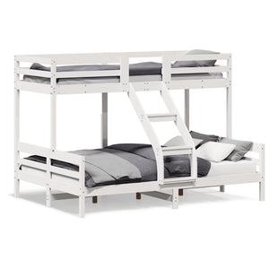 vidaXL Bunk Bed 90x200/140x200 cm White Solid Pine Wood