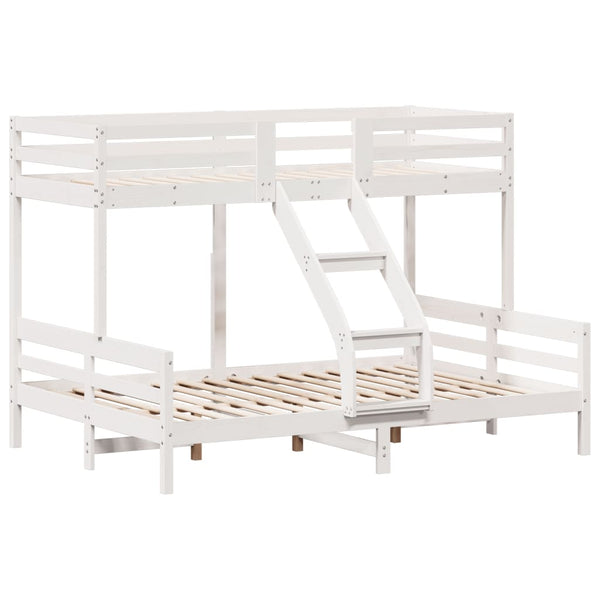 vidaXL Bunk Bed 90x200/140x200 cm White Solid Pine Wood