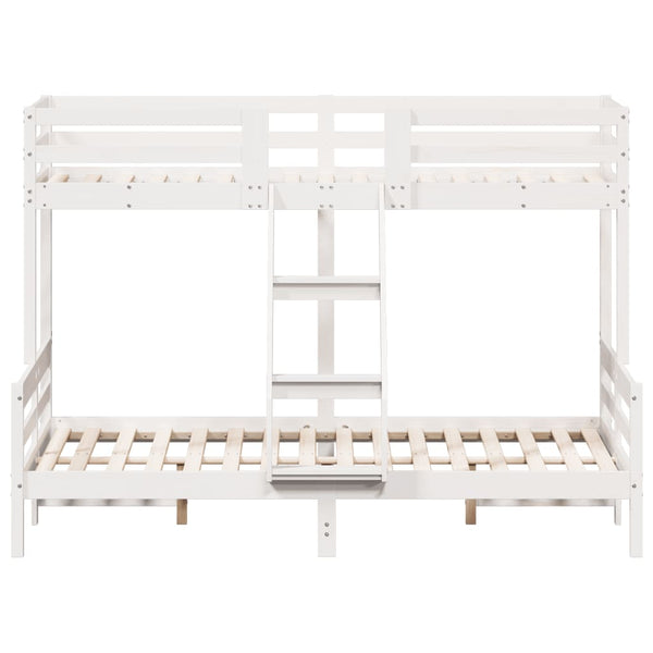vidaXL Bunk Bed 90x200/140x200 cm White Solid Pine Wood
