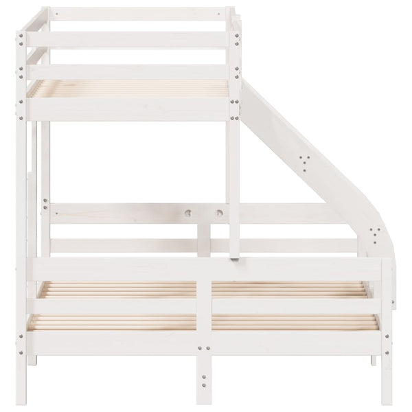 vidaXL Bunk Bed 90x200/140x200 cm White Solid Pine Wood