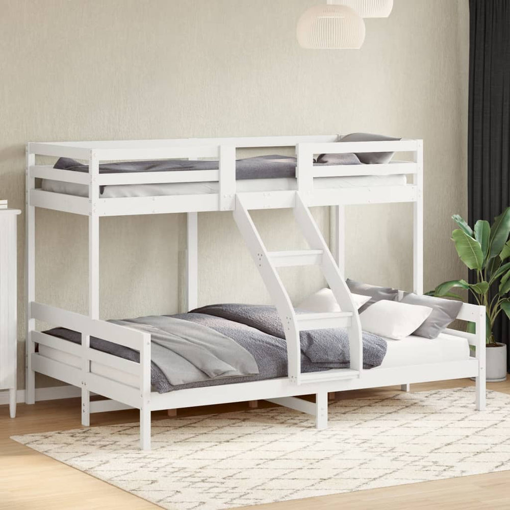 vidaXL Bunk Bed 90x200/140x200 cm White Solid Pine Wood