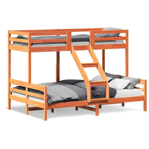 vidaXL Bunk Bed 90x200/140x200 cm Waxed Brown Solid Pine Wood