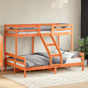 vidaXL Bunk Bed 90x200/140x200 cm Waxed Brown Solid Pine Wood