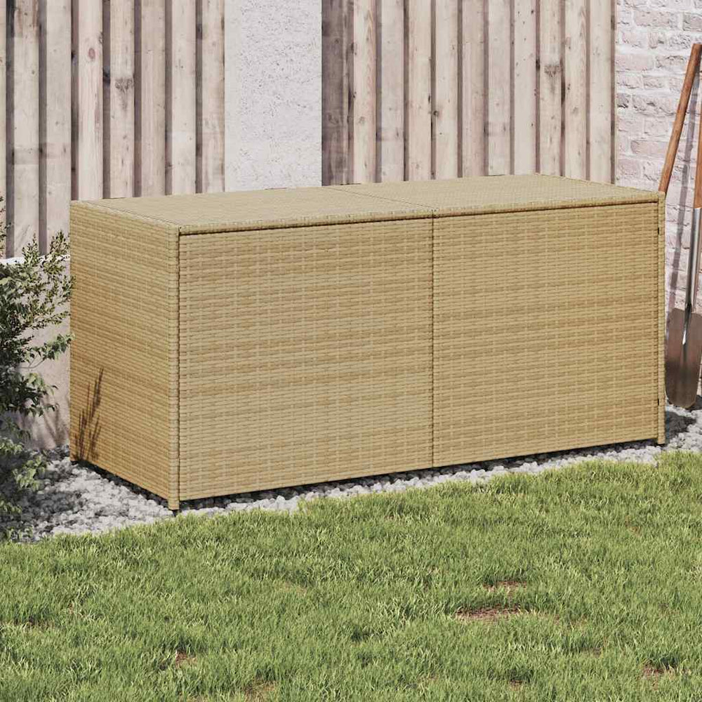 vidaXL Garden Storage Box Beige 283L Poly Rattan