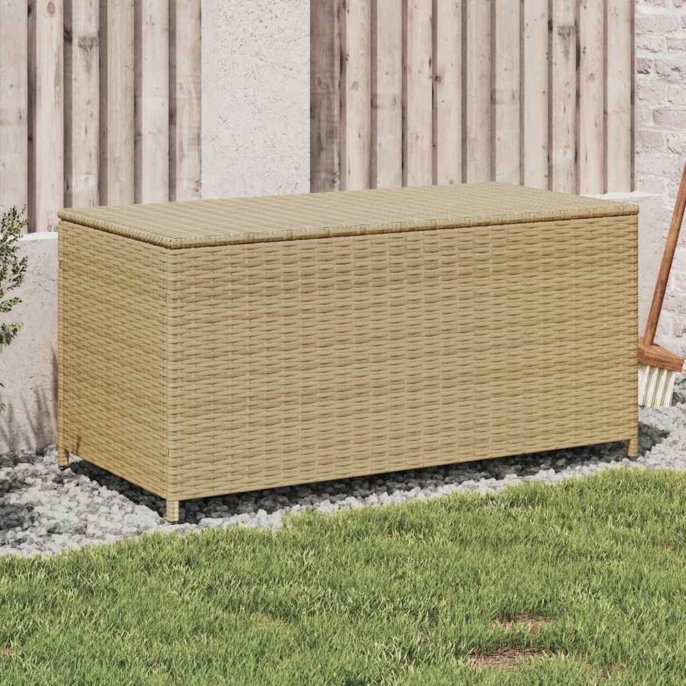 vidaXL Garden Storage Box Beige 190L Poly Rattan