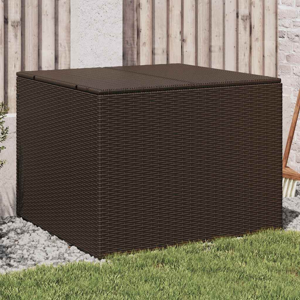 vidaXL Garden Storage Box Brown 291L Poly Rattan