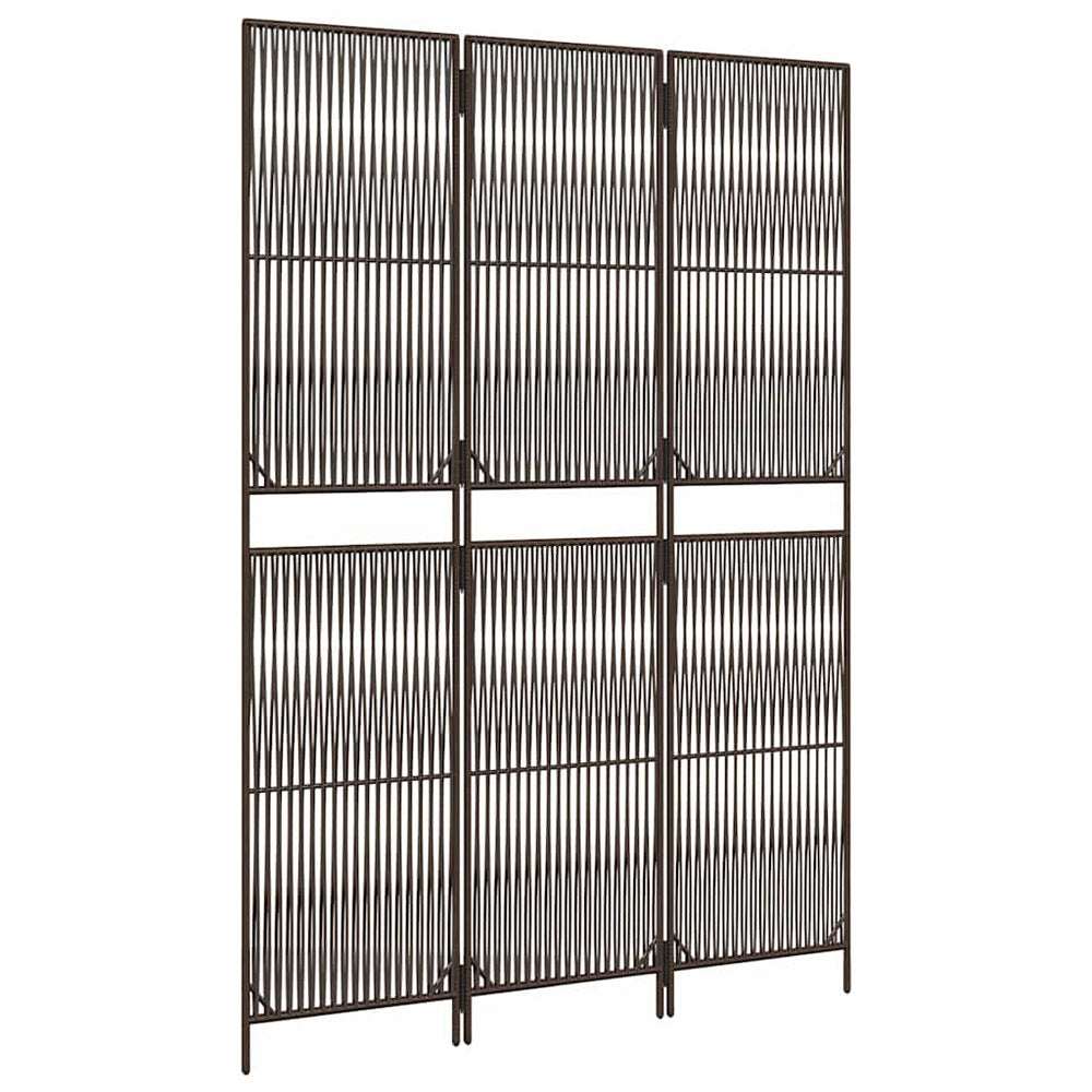 vidaXL 3-Panel Room Divider Brown Poly Rattan