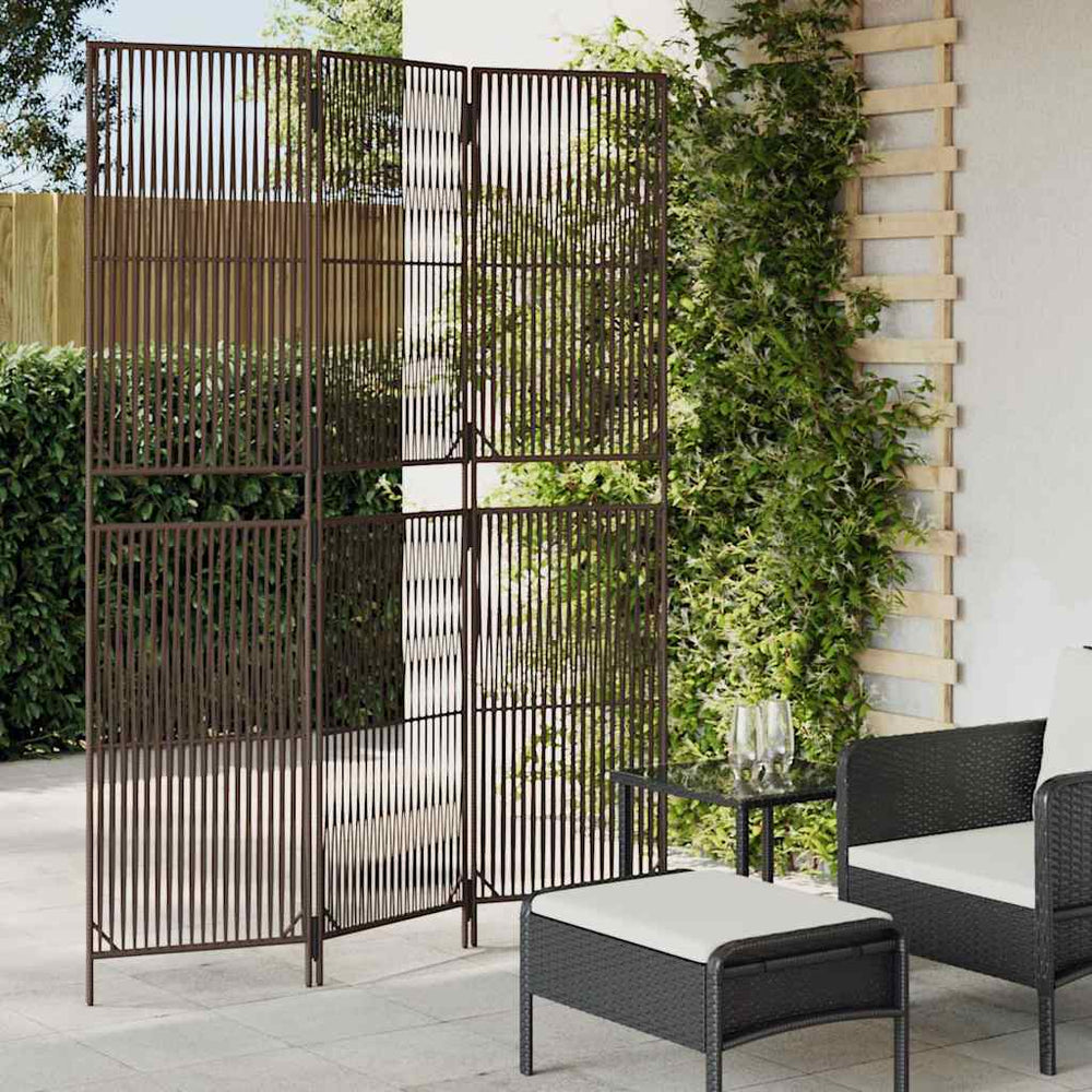 vidaXL 3-Panel Room Divider Brown Poly Rattan