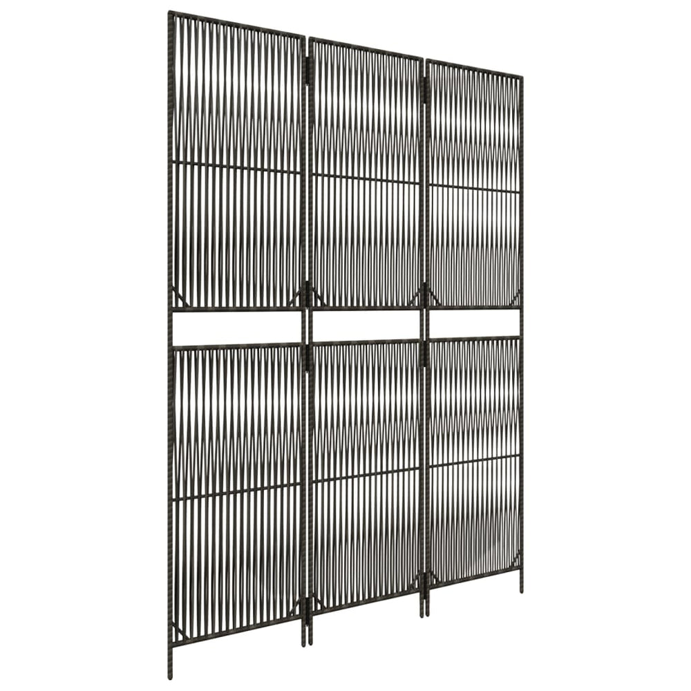vidaXL 3-Panel Room Divider Gray Poly Rattan