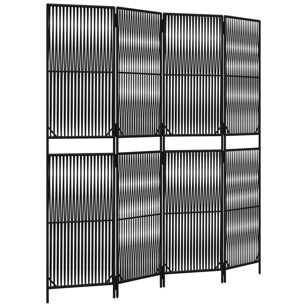 vidaXL 4-Panel Room Divider Black Poly Rattan