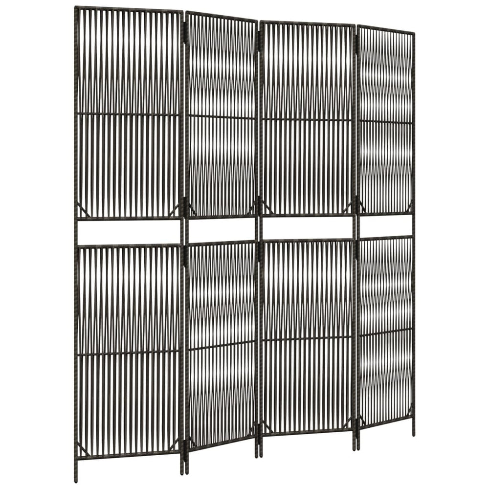 vidaXL 4-Panel Room Divider Grey Poly Rattan