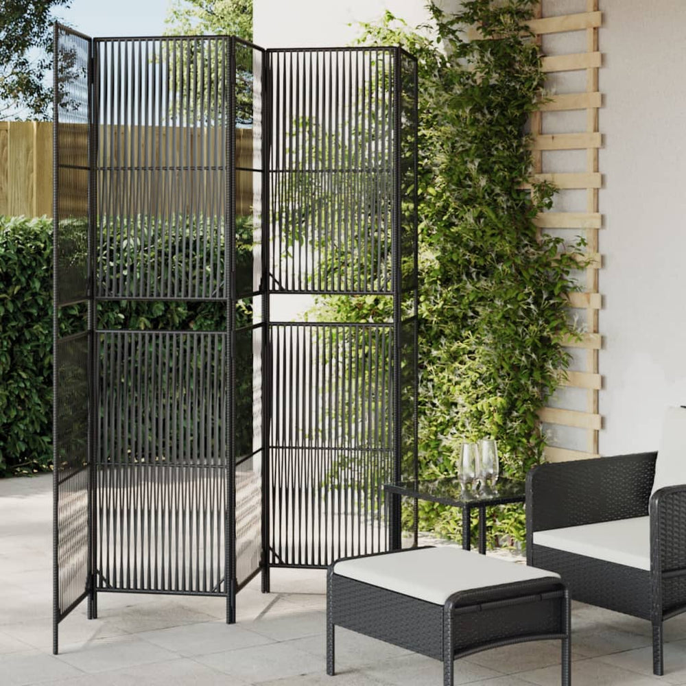 vidaXL 5-Panel Room Divider Black Poly Rattan