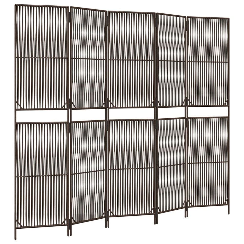 vidaXL 5-Panel Room Divider Brown Poly Rattan