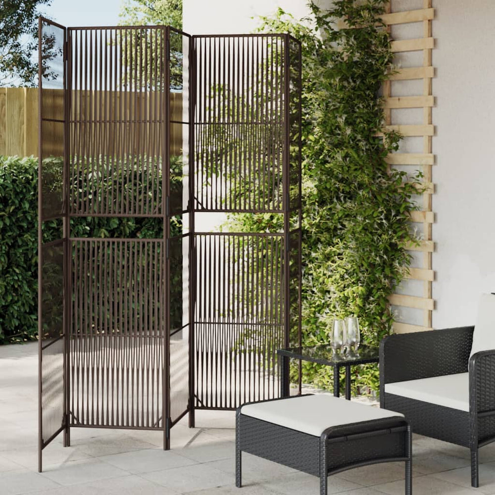 vidaXL 5-Panel Room Divider Brown Poly Rattan