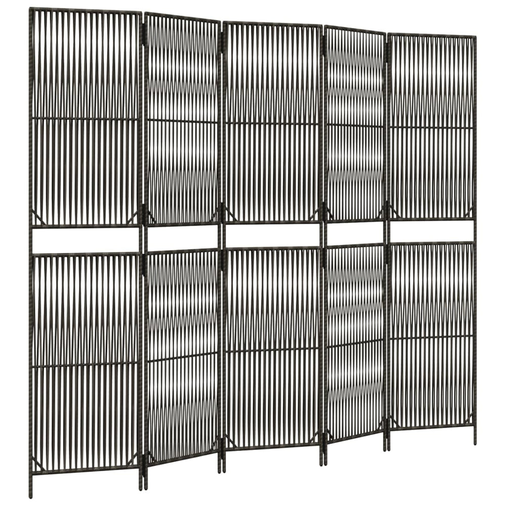 vidaXL 5-Panel Room Divider Grey Poly Rattan