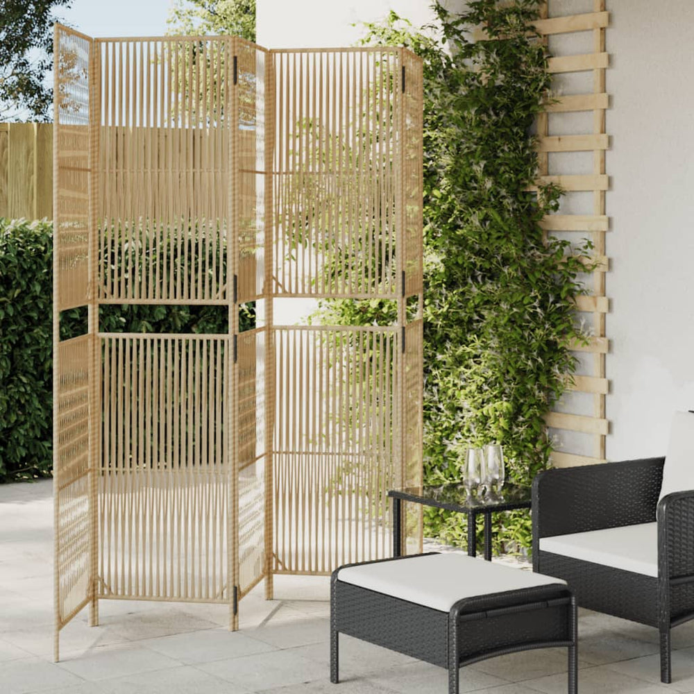 vidaXL 5-Panel Room Divider Beige Poly Rattan