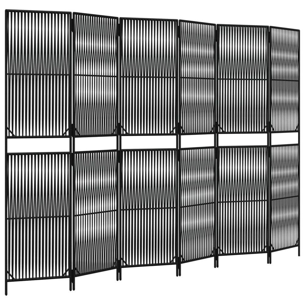 vidaXL 6-Panel Room Divider Black Poly Rattan
