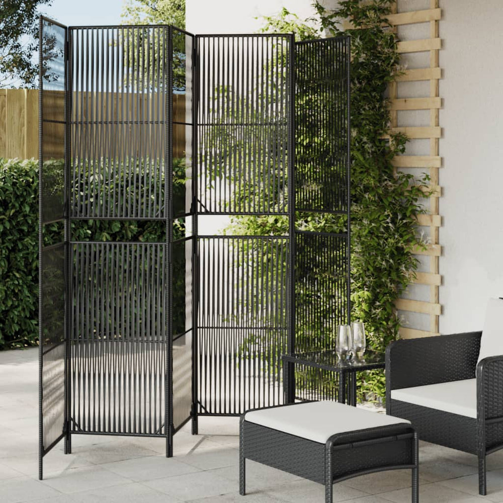 vidaXL 6-Panel Room Divider Black Poly Rattan