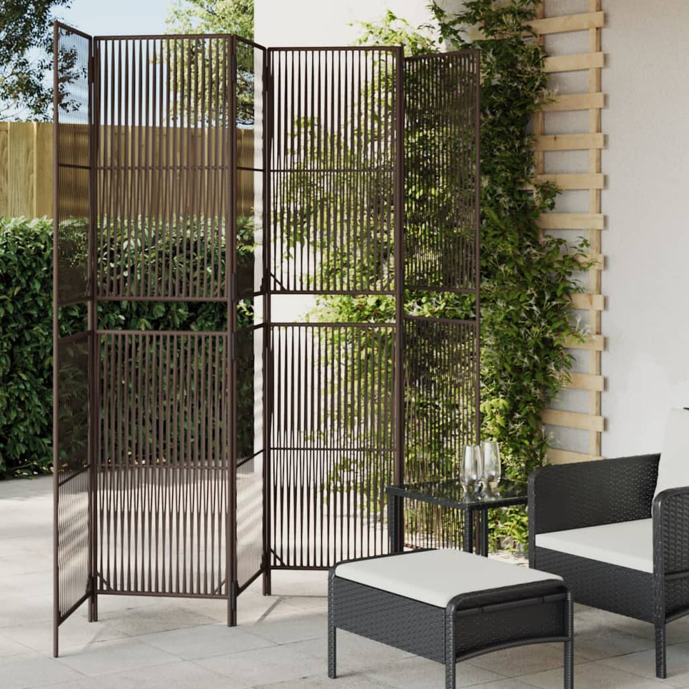 vidaXL Room Divider 6-Panel Brown Poly Rattan