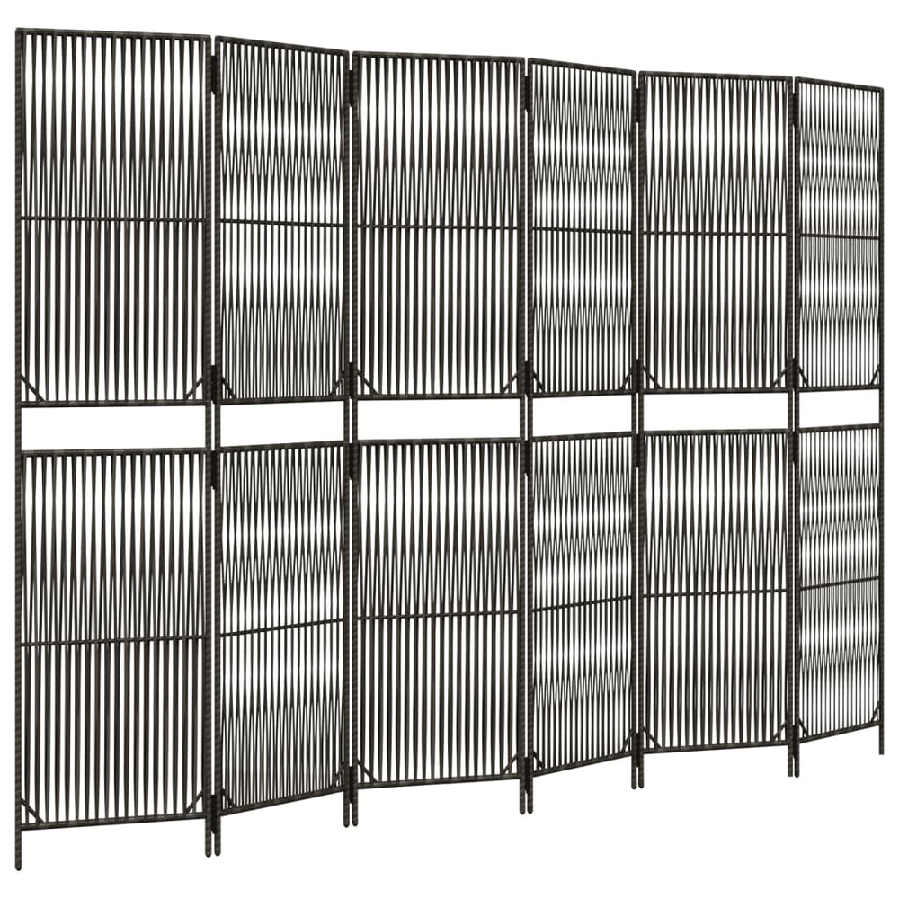vidaXL 6-Panel Room Divider Grey Poly Rattan