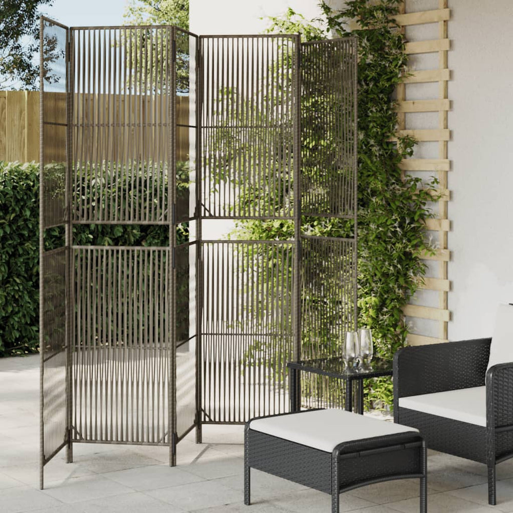 vidaXL 6-Panel Room Divider Grey Poly Rattan