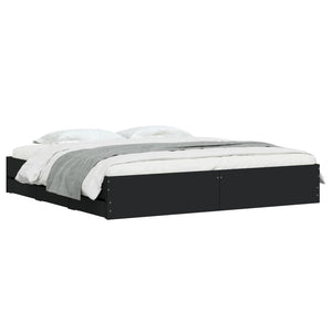 vidaXL Bed Frame with Drawers Black 200x200 cm Engineered Wood