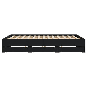 vidaXL Bed Frame with Drawers Black 200x200 cm Engineered Wood