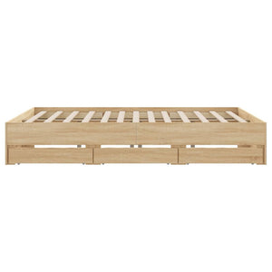 vidaXL Bed Frame with Drawers Sonoma Oak 200x200cm Engineered Wood