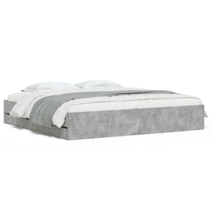 vidaXL Bed Frame with Drawers Concrete Grey 200x200 cm Engineered Wood