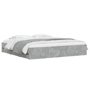 vidaXL Bed Frame with Drawers Concrete Grey 200x200 cm Engineered Wood