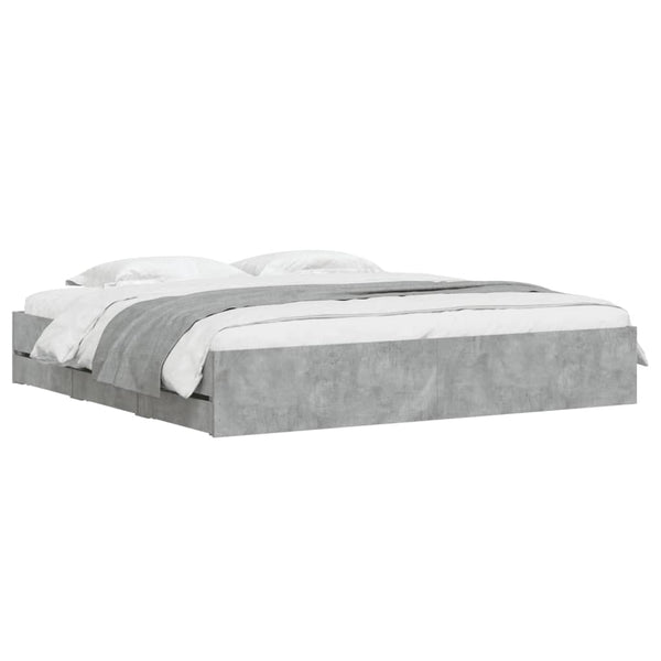 vidaXL Bed Frame with Drawers Concrete Grey 200x200 cm Engineered Wood